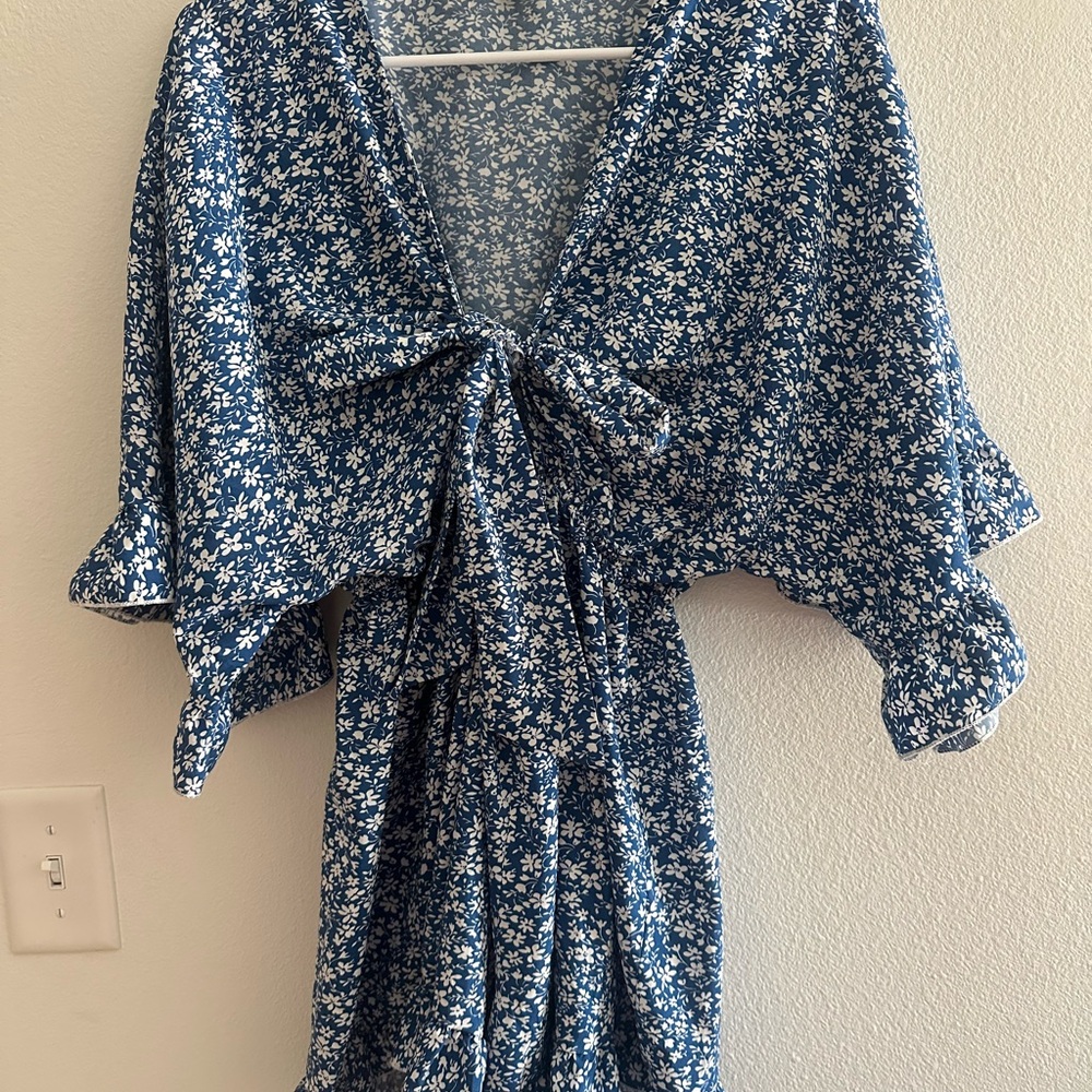 SHEIN Blue and White Floral Romper